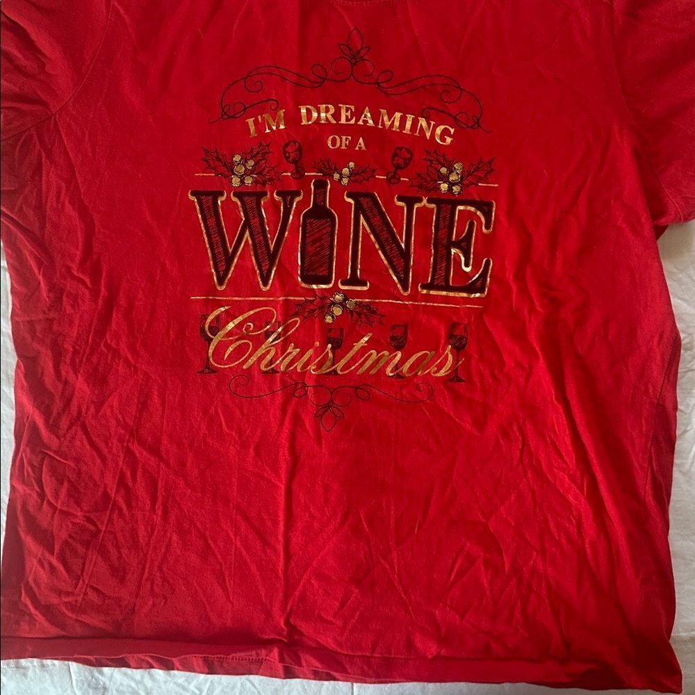 Red T-Shirt Wine Christmas Size 3X Short Sleeves